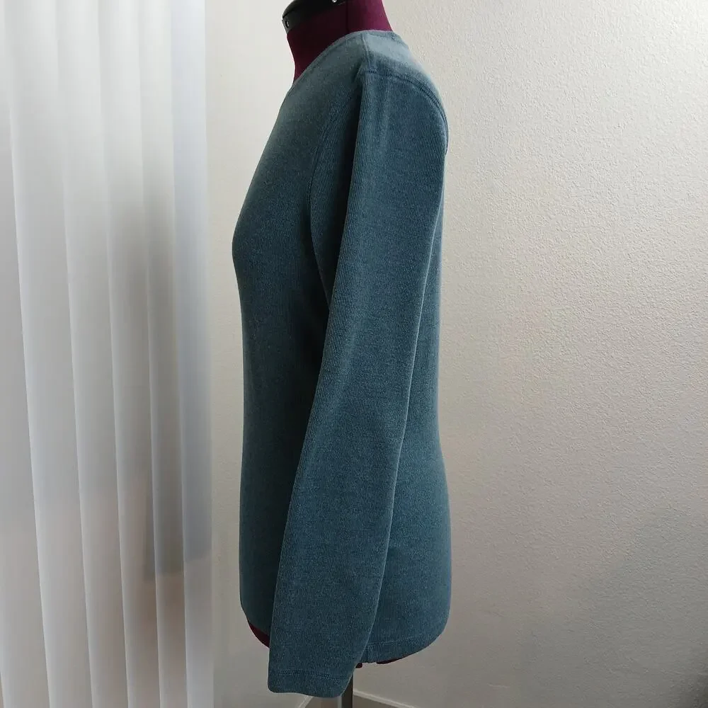 Banana Republic Waffle Knit Thermal Shirt Mens M blue teal long sleeve 359627